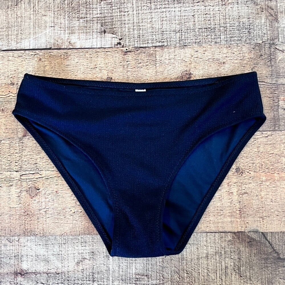 Beachsissi Black Bikini Bottom Medium Ribbed NEW Full Bottom
